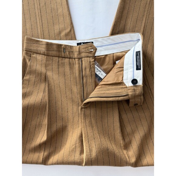Madewell The High Rise Rosedale Straight Pant Womens 2 Brown Pinstripe Pleated 2 - Picture 7 of 16